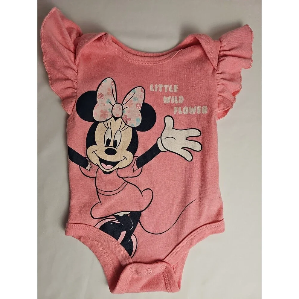 Disney Baby Minnie Mouse Little Wild Flower Bodysuit 6-9 Months Pink